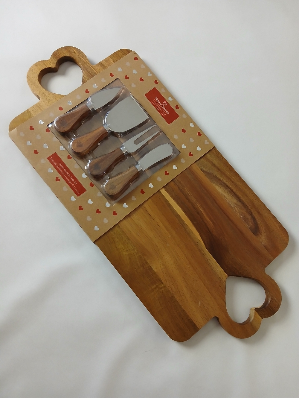 New Natural Elements Wooden Charcuterie Cheese Board With Knife Set
